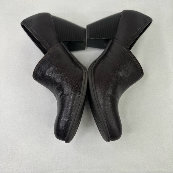 Boc Brown Leather Slip On Block Heel Shoes 8 - Picture 6 of 16